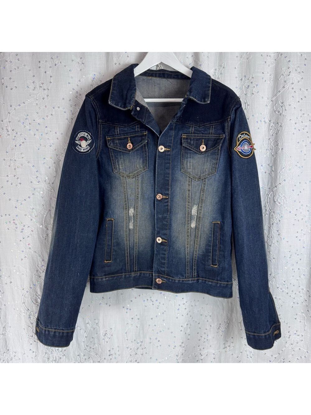 Men’s Denim & Corduroy Distressed Jacket Size L